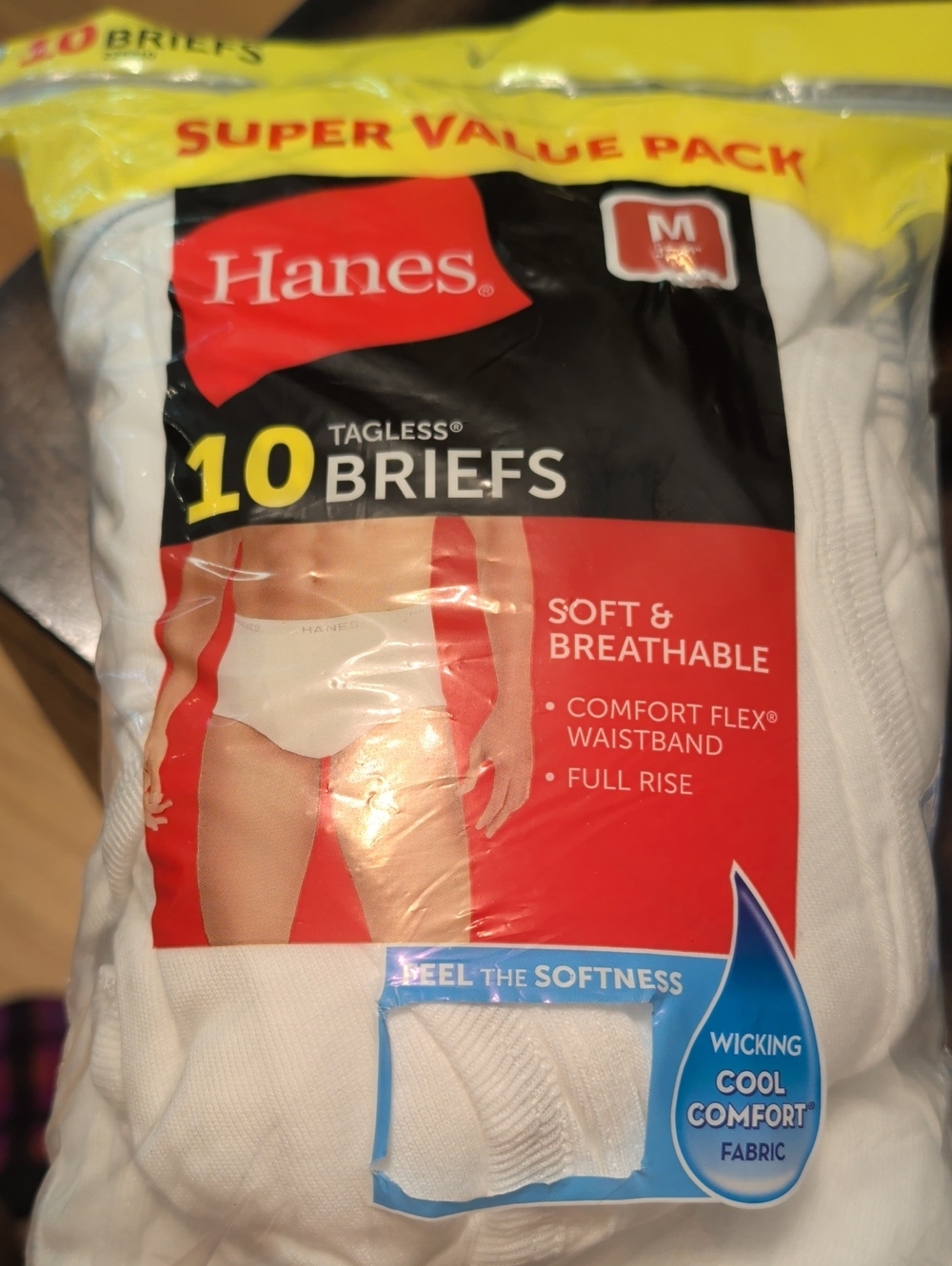 Hanes White Men's Tagless Briefs 10-Pack -  Size Medium 32-34